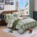 AMBERSPACE Twin XL Comforter Set, Green Plaid Bedding Set 5 Piece for Boys Girls Teen, Classic Homestead-Style Kids Comforter Set Bed in A Bag with Sheets, Pillowcase & Sham
