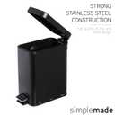 SIMPLEMADE Rectangle Step Trash Can - 5 Liter / 1.3 Gallon - Small with Lid, Stainless Steel for Bathroom | Office | Garbage | Metal Wastebasket (Black)
