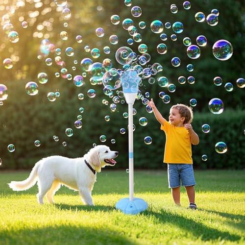 Palksky Bubble Machine with Lights for Outdoor, Automatic Bubbles Blower Maker for Kids Toddlers, Height 47 Inches Battery Bubbles Blower Machine for Wedding Birthday Party