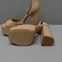DREAM PAIRS High Heels Chunky Block Platform Heels for Women Ankle Strap Sexy Open Square Toe Heels Dressy Pumps Sandals (7, Nude)
