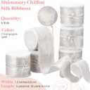 Suncalla 30 Yards Shimmery Chiffon Silk Ribbons for Xmas Tree Decoration Wedding Decor Invitations Bridal Flower Bouquets Gift Wrapping DIY Crafts(White)