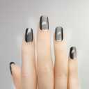 5 x Cat Eye Nails Short Squoval, Shimmery Black, Small Size Press on False Nails, 24 Reusable Fake Nails With Stick on Adhesive Tabs