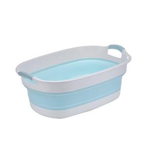 Silicone Portable Pet Bathtub for Puppy Small Dogs Cats，Collapsible Laundry Basket,Folding Bucket, Water Bucket PP and TPR, Space-Saving, with Handles, (Blue, 35L)
