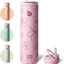 BOTTLE BOTTLE Insulated Water Bottle 24oz with Straw Lid and Handle for Sports Travel Gym Stainless Steel Water Bottles Double-Wall Vacuum Metal Leak Proof BPA-Free (Flower Frenzy)