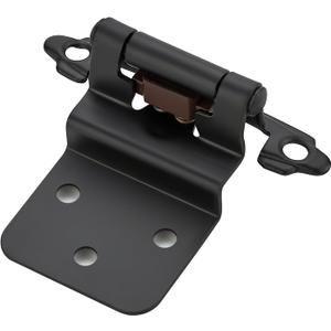 Home Expert 4 Pack (2 Pairs) 3/8 Inch Inset Cabinet Hinges, Self-Closing Face Mount Hinges with Door Bumpers, Matte Black for Kitchen Cabinets, Bathroom Vanities, Furniture Doors