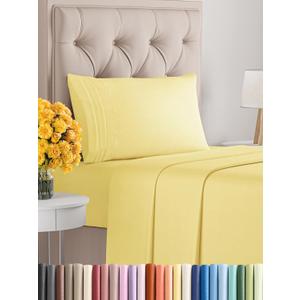 Twin Size 3 Piece Sheet Set - Comfy Breathable & Cooling Bed Sheets Set - Hotel Luxury Bedding for Women, Men, Kids, Teens, Boys & Girls - Deep Pockets, Ultra-Soft, Wrinkle Free - Oeko-Tex - Yellow