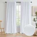 KEQIAOSUOCAI 102 Inch Thick Blackout Curtains for Ceiling Track System Back Tab, Loop Pocket Curtains 72 Inch Wide Pinch Pleated Drapes for Patio Sliding Glass Door, White,W72 x L102, 2 Panels