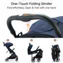 Gromast Compact Fold Baby Stroller, Lightweight Travel Toddler Stroller with One-Click Fold, Extendable UPF50+ Canopy, Cup Holder, UV Protected and Waterproof, One-Hand Folding - Blue