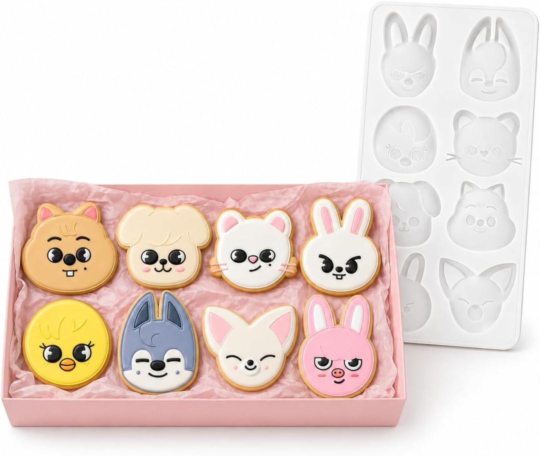 2 x SKZZ CartoonTheme Baking Silicone Mold for Cake Decoration, Cookie,Chocolate,Candy, Fondant, Jelly,Non-Stick Flexible DIY Dessert Make
