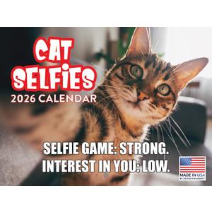 Cat Selfies Calendar 2026 Monthly Wall Calender 12 Month | American Made In The USA