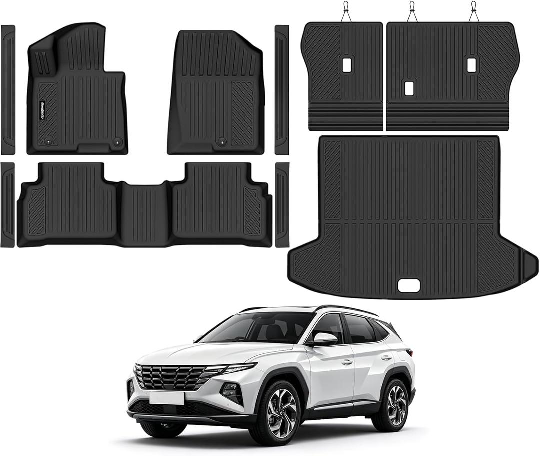 Floor Mats for Hyundai Tucson Gas(Not for Hybrid) 2022-2026
Trunk Mat and Backrest Mat & Door Sill Guard All Weather TPE Protector Odorless Full Set Interior Accessories Floor Liners