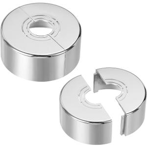 PATIKIL Wall Split Flange 1.2 Inch, 2Pcs 1.2" Thicken Cuttable ABS Round Escutcheon Plate Cover Buckle for Water Pipe Faucet Decoration, Silver