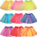 JaGely 9 Pcs Ballet Tutu for Girls Rainbow 3 Layers Fluffy Multicolor Princess Tutu Skirt for Toddler Birthday Party Dresses (Blue)