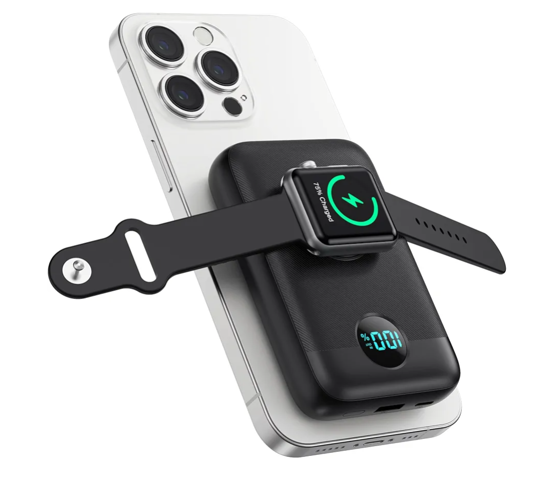 Magnetic Portable Charger for iPhone & Apple Watch,10800mAh 25W PD QC4.0 Fast Charging USB C Power Bank,4 Output Dual-Side Magnet Travel Essentials Battery Pack for iPhone 17/Air/16/15/14/13/12 Series