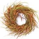 24 Inch Fall Wreath for Front Door Harvest Wreaths with Wheat Leaves and Wheat Ear, Large Autumn Wreath Decor for Farmhouse Wall Window Home Decoration and Halloween Christmas Thanksgiving Celebration