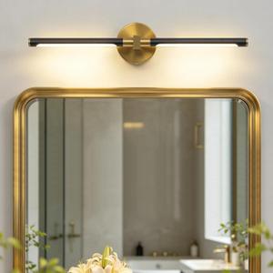 2026 Upgrade Black and Gold Vanity Light, 18W Brighter 24" Gold Bathroom Light Fixtures Linear Modern LED Bathroom Lights Vanity Lighting Fixtures Over Mirror Light Bar, 360 Rotable 4000K CRI 90+