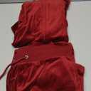 TanBridge Women's 2 Piece Solid Velvet Tracksuit Set Full Zip-up Hooded Sweatshirts & Pants Set (Brick Red) Small