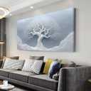 GAFSING White Tree Wall Art for Living Room Office Natural Minimalism Minimalist Art Abstract Geometric Tree of Life Painting Prints Contemporary Canvas Artwork Dining Bedroom Decor, 40"L x 20"W