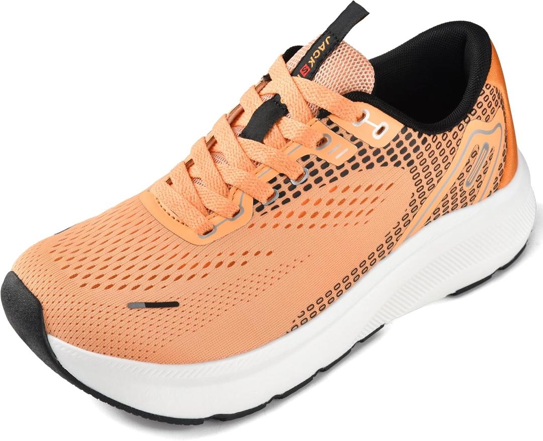 JACKSHIBO Wide Toe Box Shoes for Men Arch Support Shoes Wide Width Sneakers for Running Walking Athletic Tennis Orthopedic Plantar Fasciitis Workout with Thick Cushioned Zero Drop Sole (10.5 Wide, Orange)