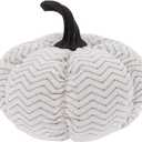 Boston International Fabric Pumpkin Tabletop Mantel Shelf Fall Autumn Thanksgiving Halloween Decorations for Home, Small, Grey Chevron