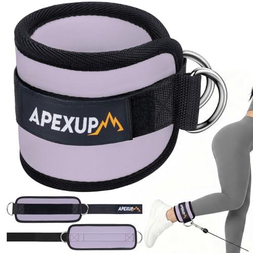 APEXUP Ankle Strap for Cable Machine, Ankle Resistance Bands, Cable Kick Back Ankle Straps for Gym, Glute Workouts, Leg Extensions, Adjustable Straps with Neoprene Padding (Single, Pastel Purple)
