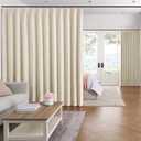 KEQIAOSUOCAI Pleat Patio Sliding Door Curtains 100 Wide x 90 Long Cream Beige Drapes 2 Panels Room Divider Curtain,Wide Width Thermal Insulated Room Darkening Window Treatment for Living Room