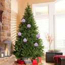 6 PCS Christmas Balls Ornaments, 3.15-Inch Hanging Balls, Plastic Decorative Hanging Ornaments Purple and Turquoise Glitter, Baubles Set for Xmas Tree Party Decoration