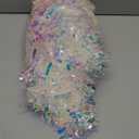 DIYDEC 26.2FT Christmas Tinsel Garland Shiny Iridescent White Garland Christmas Glitter Foil Metallic Twist Hanging Garlands for Xmas Tree Fireplace Home Party Decoration