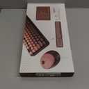 Wireless Keyboard and Mouse Combo, Retro Typewriter Keyboard with Round Keycaps, Full-Size Ergonomic, Aurora Red, Ideal for Windows PC, Home, Office, and College