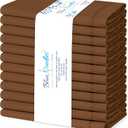 Blue Needles Set of 12 Hemstitch Linen Napkins 100% Cotton Nut Brown Cloth Dinner Napkins 18x18 inches, Soft, Reusable, Absorbent, Washable, Ideal for Christmas Events, Parties & Everyday Use