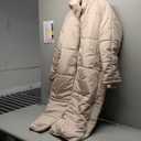 Tankaneo Womens Hooded Long Quilted Coat Maxi Length Long Sleeve Puffer Jacket Warm Padded Coat Thick Winter Outerwear (Large, Camel)