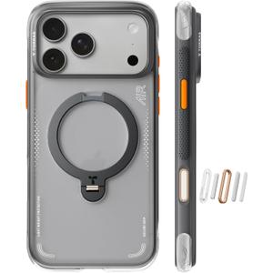 TORRAS Ostand Q3 Air for iPhone 17 Pro Case 6.3'' with Stronger Magnetic Stand, Fit for Magsafe, Airbags Miltary Protection, Camera Control for iPhone 17 Pro Case, Shockproof & Stylish, Shadow Black
