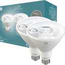 GE LED+ Motion Sensor LED Light Bulbs, 15W, PAR38 Outdoor Security Floodlight, Warm White (2 Pack)