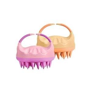 HEETA Silicone Bristles Scalp Scrubber & Massager for Hair Growth, Dandruff Removal & Relaxation - Shampoo Brush with Wet/Dry Hair (Pink & Orange)