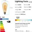 LED Dimmable Edison Light Bulbs 4W, 2200K-2400K Warm White (Amber Glass) ST64, E26 Base Pack of 6