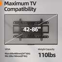 IWORKBOARD 42-86 '' Full Motion TV Wall Mount 24 Inch Studs, Heavy Duty TV Mount 24 inch Studs, Swivel Tilt Extension Level, up to 110 lbs & 600x400mm VESA
