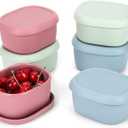 6 pcs 10 oz Silicone Snack Containers for Kids Small Food Containers with Lids, Fruit Containers for Lunch, Stackable Lunch Containers for Kids, Daycare, School and Travel