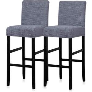 Lellen Bar Stool Covers Set of 2,Stretch Washable Barstool Seat Covers Removable Bar Chair Covers with Backs,Counter Height Bar Stool Chair Covers for Kitchen Dining Room Cafe(Gray Blue)
