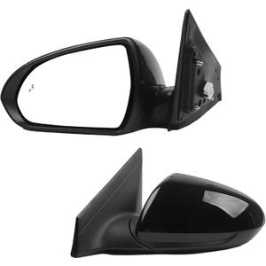 Dasbecan Left Driver Side Door Mirror Compatible with Hyundai Elantra 2017-2020 Heated Manual Folding Blind Spot Detection Replace# 87610F3020 HY1320226 (7Pins-Black Painted)