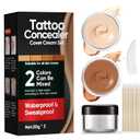 Tattoo Cover Up Makeup, 2-Color Waterproof & Sweatproof Concealer Set, Long-Lasting Camouflage for Body Tattoos, Imperfections & Spots, Natural Invisible Finish