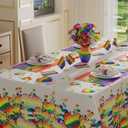 XCHI Love Heart Rainbow LGBTQ Pride Day Tablecloth Inclusion Gay Equality Rectangle Table Cloth Table Covers for Indoor Dining Home Party Decorations 60x84 Inch