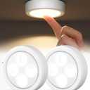 EZVALO LED Puck Lights, Rechargeable Battery Touch Light, 2.5'' Mini Tap Lights, Wireless Closet Light, Under Cabinet Lighting, 3 Color Temps, Stick On Lights Kitchen,Closet,Pantry(2 Pack)