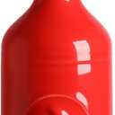 Sweejar 16 Oz Ceramic Olive Oil Dispenser Bottle, Oil Dispenser for Kitchen with Gravity Spout, Relief Opaque Oil Container for Evoo, Avocado Oil, Vinegar, Soy Sauce, 1 Pack(Red, Silver Spout)