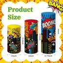 SmoothNovelty 3 Pcs City Theme Hero Party Supplies Hero Cylinder Pedestal Stand Covers Spandex Plinth City Covers Cityscape Buildings Decor for Birthday Party Shower Props Decor