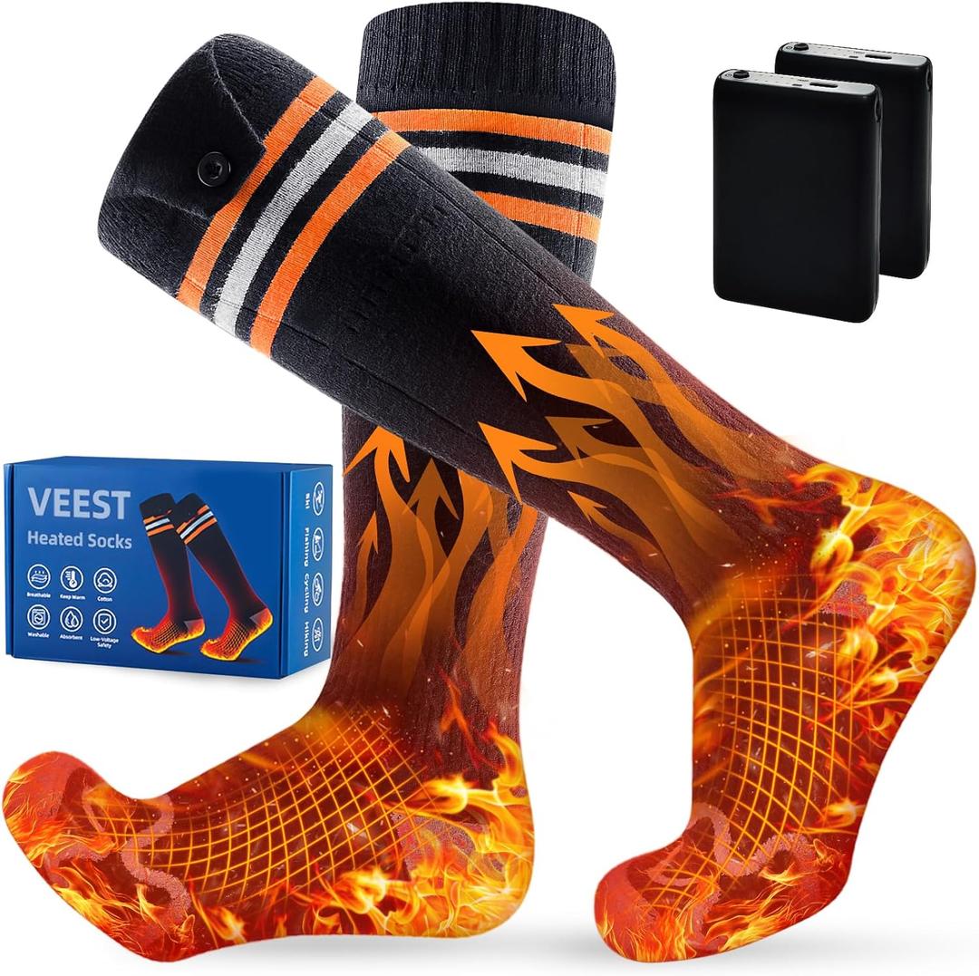 Heated Socks for Men Women, 5000mAh Upgrade Rechargeable Electric Battery Heating Socks, Foot Warmer Washable for Hunting Camping Skiing Sports Outdoor Work