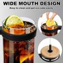 32 oz Glass Tumbler with Handle, Iced Coffee Cup with Bamboo Lid and Straws, Reusable Clear Glass Water Cup With Silicone Bumper - Fits in Car Cup Holder, Dishwasher Safe, BPA Free - Black