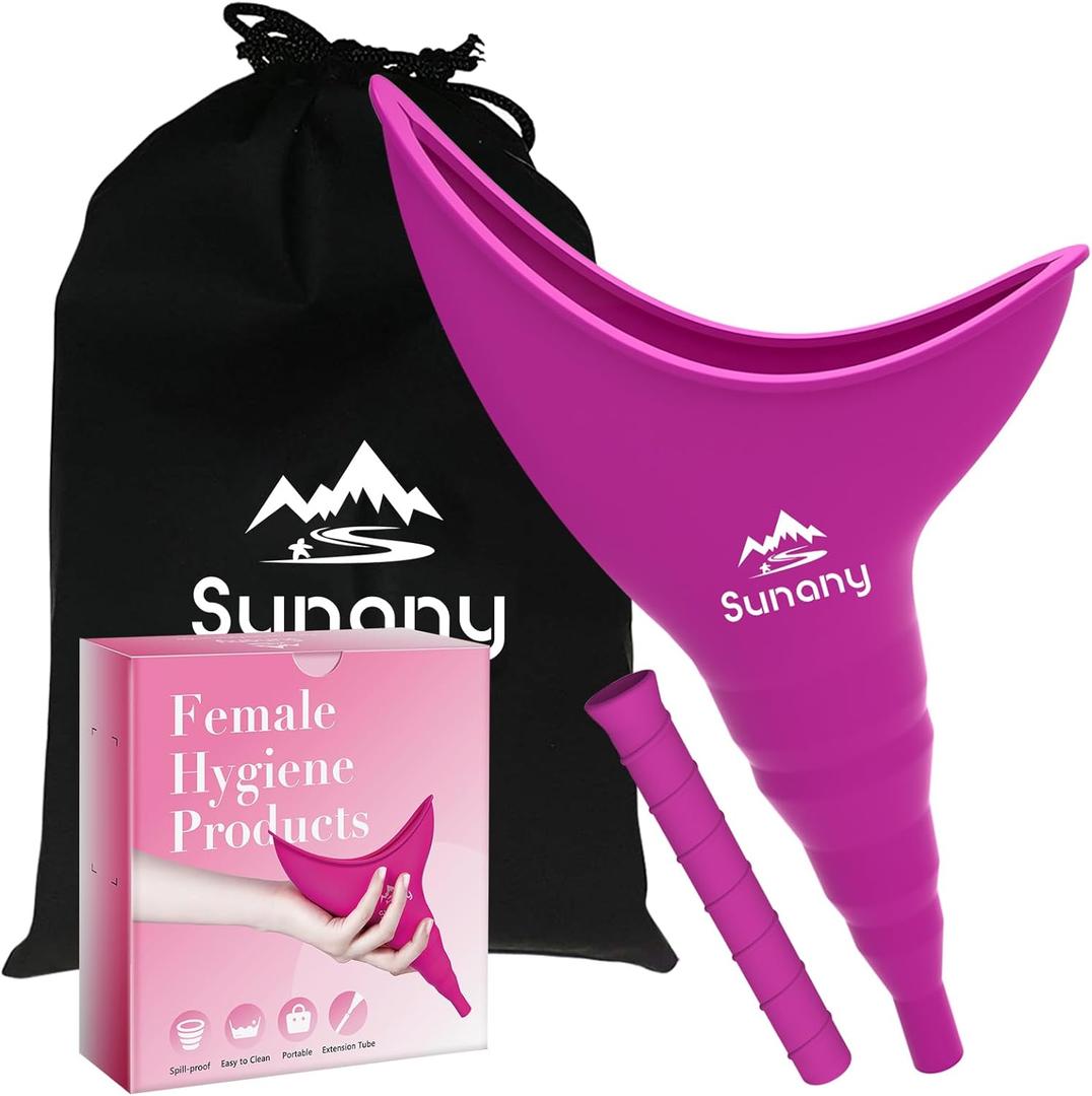 Female Urination Device, Reusable Female Urinal Silicone Women Pee Funnel Allows Women to Pee Standing Up, The Perfect Companion for Camping,Outdoor,Travel (Fuchsia Color)