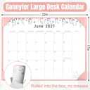 Gannyfer Desk Calendar 2026-2027 with Desktop Mat, Large 22" x 17" Desk Pad Calendar, 18-Month Calendar Use Now Through Jun 2027, Office Supplies for Home School Office, Pink with 6 Stickers