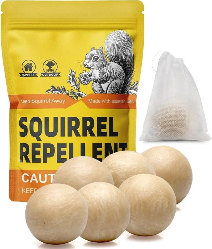 Squirrel Repellent Outdoor, Natural Chipmunk Repellent, Mint Repel Squrriels and Chipmunks from Gardens, Patios, Garages and Bird Feeders, Covers Up to 120 sq ft - 6 Packs