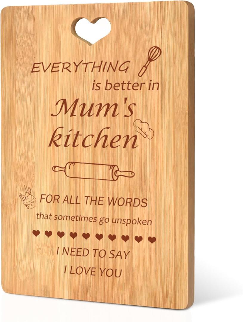 2 x Personalized Cutting Board, Unique Gifts for Mom, Bamboo Cutting Board, Personalized Gifts for Mom, Best Mom Ever Gifts for Mothers Day Birthday Christmas from Daughter Son
